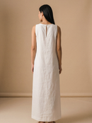 Vestido Midi Alice em Linho - Branco - costas