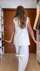Conjunto Colete e Calça Pantalona Off White - Off White - costas
