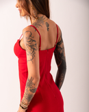 Vestido Midi Los Angeles em Linho - Vermelho - costas