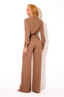 Calça Pantalona de Linho Dunas Terra - Terra - costas