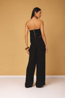 Conjunto Top Strapless e Calça Pantalona - Preto - costas