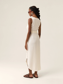 Vestido Midi Gabiroba em Linho - Off White - costas