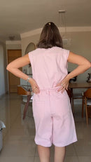 Conjunto 100% Algodão Rosa Jeans - Rosa - costas