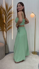 Conjunto Saia Longa e Cropped - Verde Menta - costas