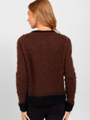 Casaqueto em Mescla de Mohair - Marrom Escuro - costas