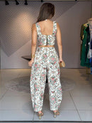 Conjunto Corset Angelique + Calça Barrel Angelique - Floral - costas