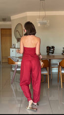 Conjunto Colete e Calça Pantalona Vermelho - Vermelho - costas