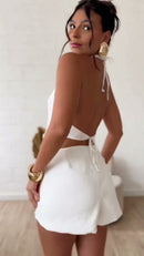 Cropped Crochê Gola Alta - Branco - costas