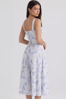 Vestido Bustier Mavie - Azul Floral - costas