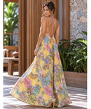 Vestido Longo Floral Feminino Alças Finas Bohemian - Floral - costas