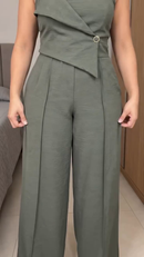 Macacão Longo Duna com Bojo - Verde Militar - detalhe
