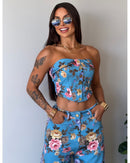 Conjunto Flores Katharina - Azul Claro - detalhe