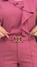 Conjunto Alfaiataria Calça Pantalona - Rosa - detalhe