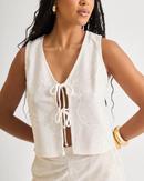 Conjunto Plumeria em Linho - Off White - detalhe