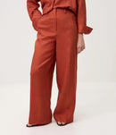 Conjunto 100% Linho Calça e Camisa - Terracota - detalhe