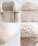Jaqueta Feminina de Couro Peluciada Oversized Inverno Flamew - Off White - detalhe
