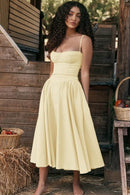 Vestido Midi Modelador Tina - Amarelo - frente