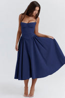 Vestido Midi Modelador Tina - Azul Marinho - frente
