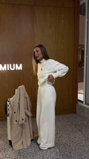 Conjunto Moletom Blusa e Calça Pantalona Branco - Branco - lateral