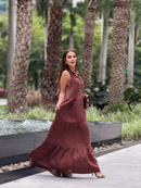 Vestido Santa Fé em Linho - Marrom - lateral