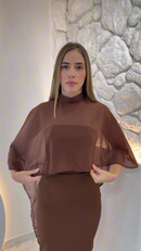 Vestido Capa Iasa - Marrom - detalhe