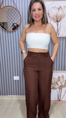 Conjunto Alfaiataria Colete e Calça - Marrom - detalhe