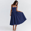 Vestido Midi Modelador Tina - Azul Marinho - detalhe