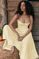 Vestido Midi Modelador Tina - Amarelo - detalhe