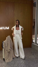 Conjunto Moletom Blusa e Calça Pantalona Branco - Branco - detalhe