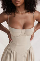 Vestido Midi Modelador Tina - Bege - detalhe