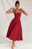 Vestido Midi Modelador Tina - Vermelho - detalhe
