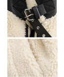 Jaqueta Feminina de Inverno com Forro Peluciado Detalhe em Couro Angelina - Off White - detalhe