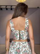 Conjunto Corset Angelique + Calça Barrel Angelique - Floral - detalhe