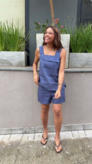 Conjunto Regata e Short 100% Linho - Azul Marinho - frente