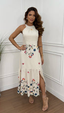Vestido Linho Bordado Angelica