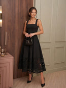 Vestido Graziela Midi Crepe com Renda