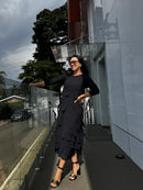 Vestido Malha e Georgette Camadas