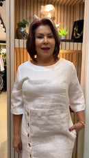 Vestido 100% Linho Botões Tania