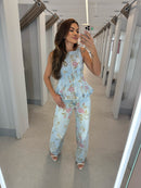 Conjunto Peplum em Jeans Wide Leg com Estampa Floral - Renner
