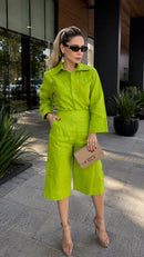 Conjunto Mariah Camisa e Bermuda em Linho Verde