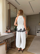 Conjunto Blusa Renda e Calça Ballon