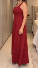 Vestido Longo e Liso em tecido Duna