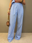 Conjunto tricoline listrado Valen