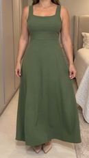 Vestido Longo e Liso em tecido Duna