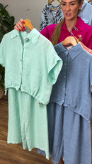 Conjunto Camisa e Pantacourt em Linho
