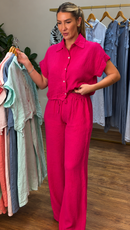Conjunto Camisa e Pantacourt em Linho
