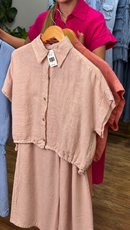 Conjunto Camisa e Pantacourt em Linho