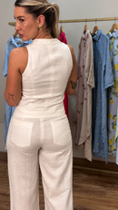 Conjunto Colete e Calça em Linho