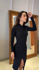 Vestido Manga Longa Drapeado Virgínia