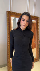 Vestido Manga Longa Drapeado Virgínia